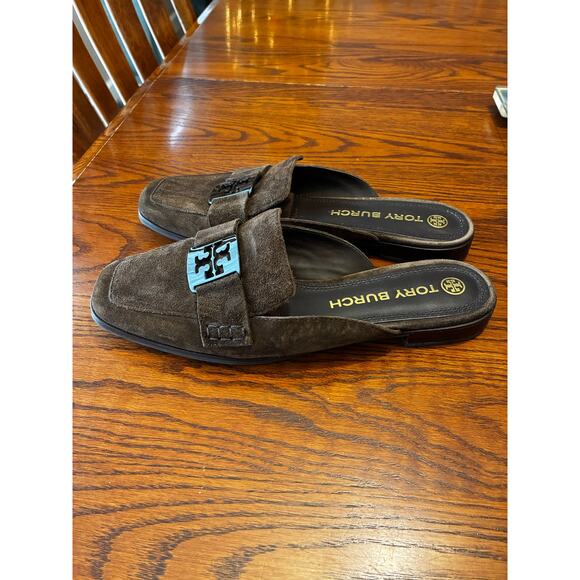 Tory Burch Georgia Mule Brown Suede Leather Slip On Women's Size 10 - Picture 3 of 9